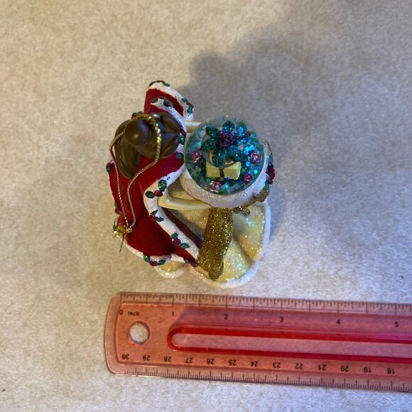 Disney Princess Belle Ornament with Flocked Cape Holding Snow Globe - Picture 5 of 6